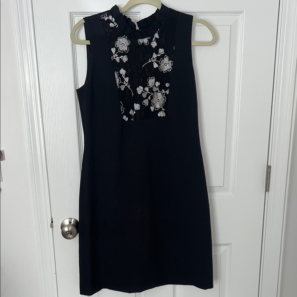 Karl Lagerfeld Black Dress with White Floral Detail